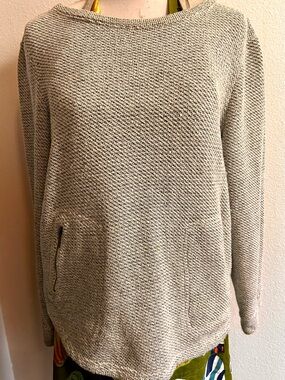 Lucy & Laurel Light Gray Boatneck Knit Pullover Sz Large
